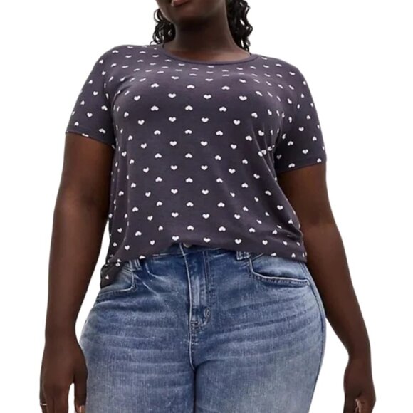 Torrid Gray Heart Slim Fit Super Soft Knit Tee Shirt - Picture 3 of 15